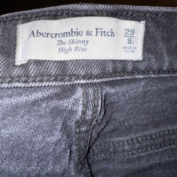 Abercrombie & Fitch The Skinny High Rise Jeans Raw Hem Black Size 29 8R - Picture 5 of 7